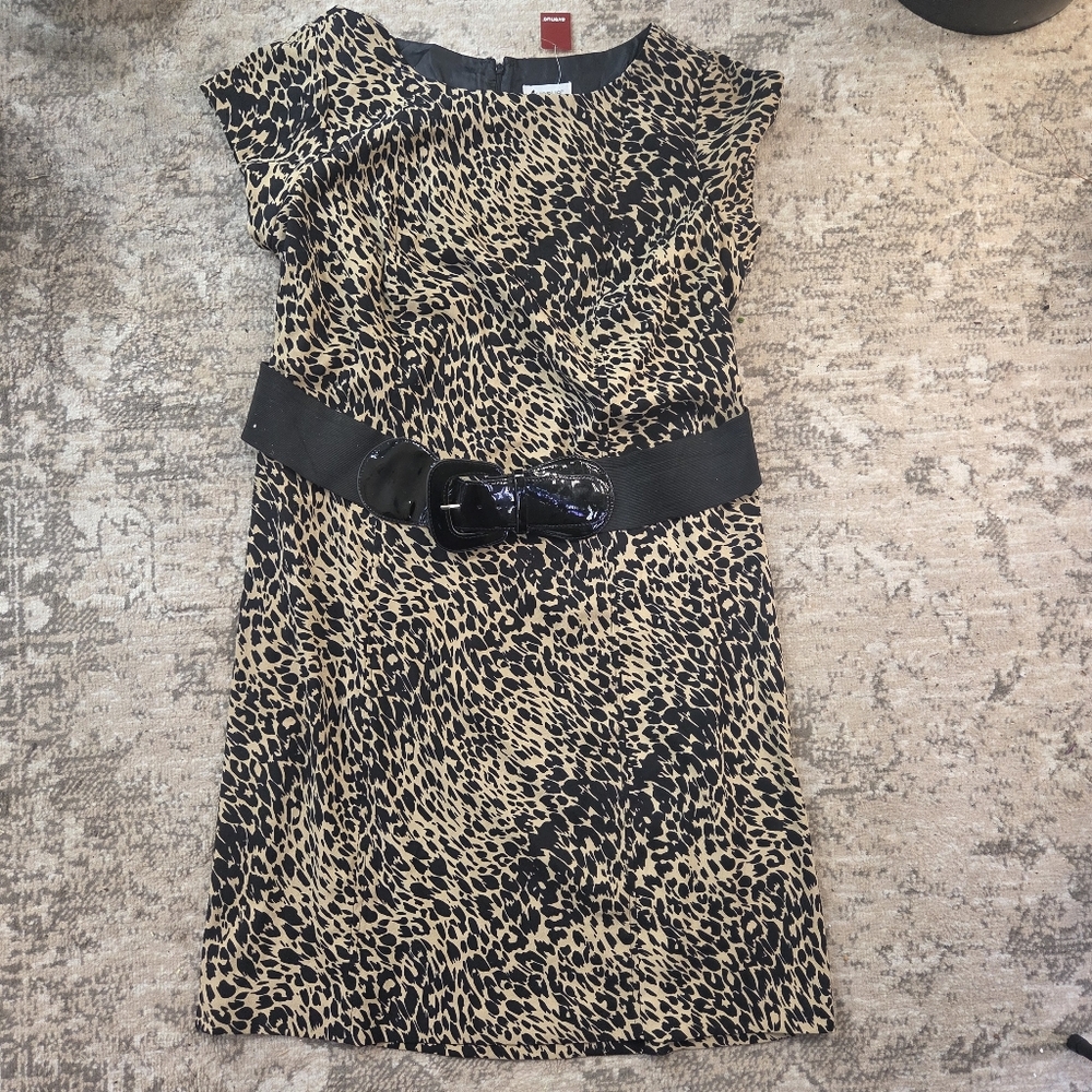 Avenue Retro Cap Sleeve Leopard Print Belted Dress - NWT Sz 20